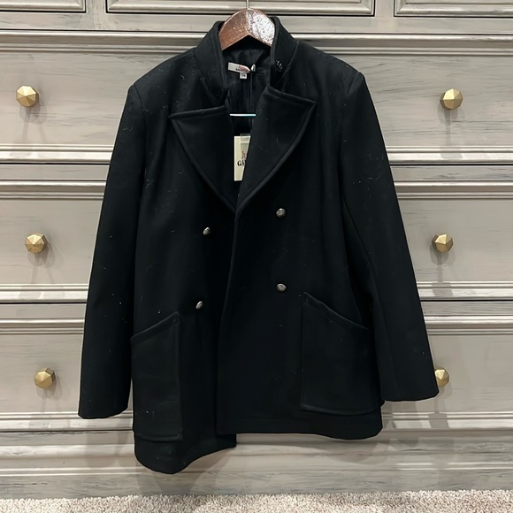 Vintage, NWT Junior Gaultier black wool coat size 10a
